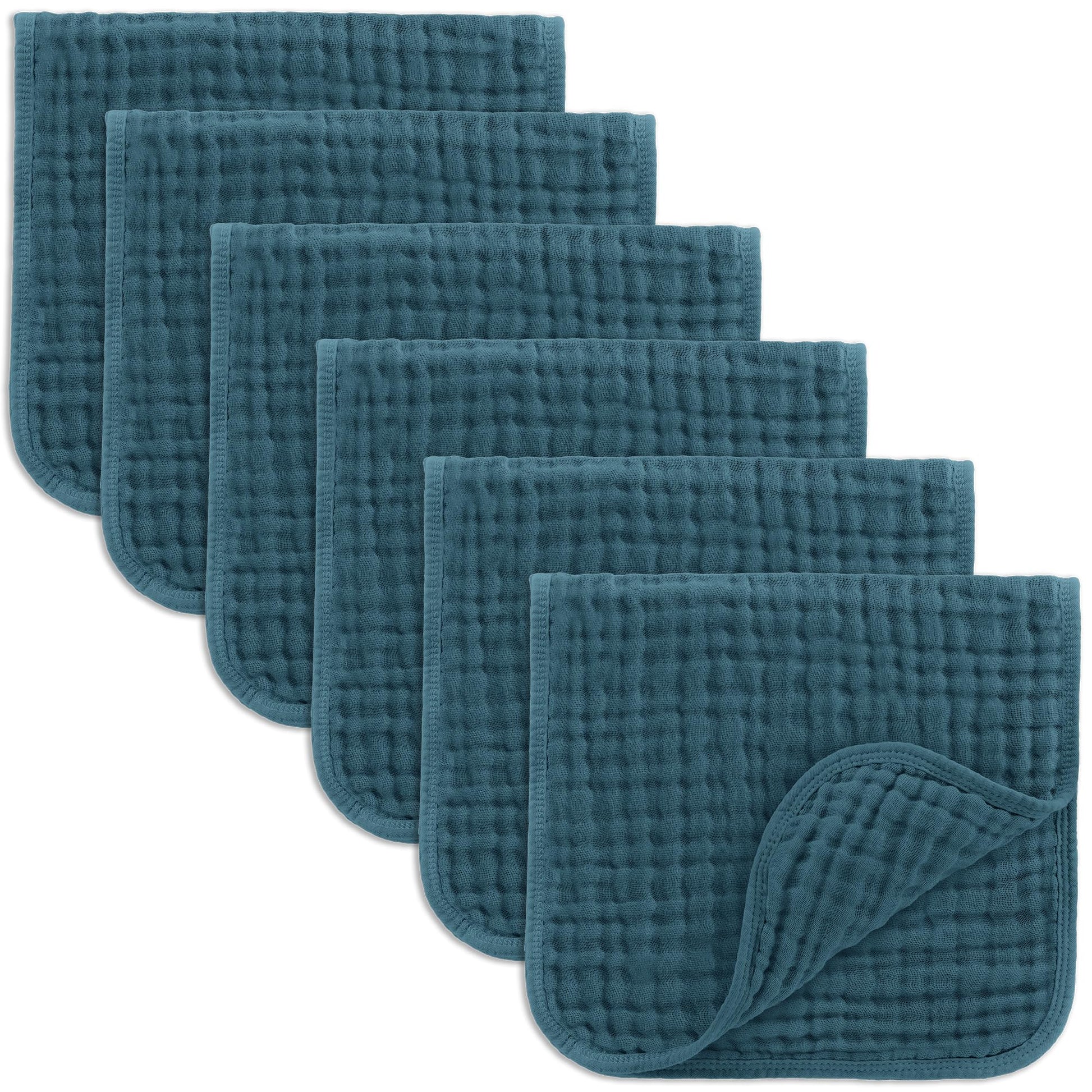 Comfy Cubs Muslin Burp Cloths 20 x 10, Pack of 6 - Large, 6-Layer, Ultra Absorbent 100% Cotton for Baby Drool and Messes - Soft,
