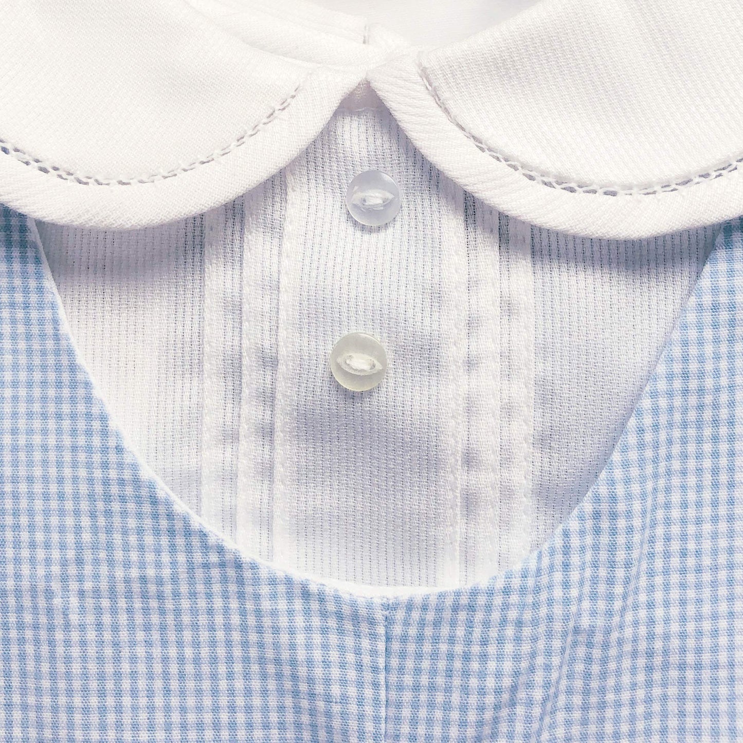 Petit Ami Baby Boys' Side Tab Pintuck Gingham Romper, 9 Months, Blue