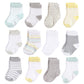 Hudson Baby Unisex Cotton Rich Newborn And Terry Socks, Neutral Stripe, 6-12 Months