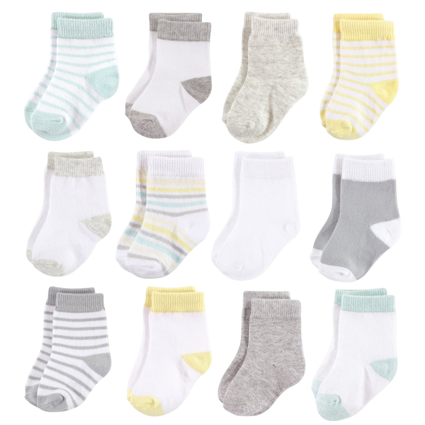 Hudson Baby Unisex Cotton Rich Newborn And Terry Socks, Neutral Stripe, 6-12 Months