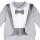 Lilax Baby Boy Gentleman Tuxedo Footie Christmas Holiday Outfit With Bow Tie (Newborn, Grey)