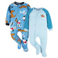 Gerber Baby Boys' Toddler Loose Fit Flame Resistant Fleece Footed Pajamas 2-Pack, Blue Dogs, 12 Months