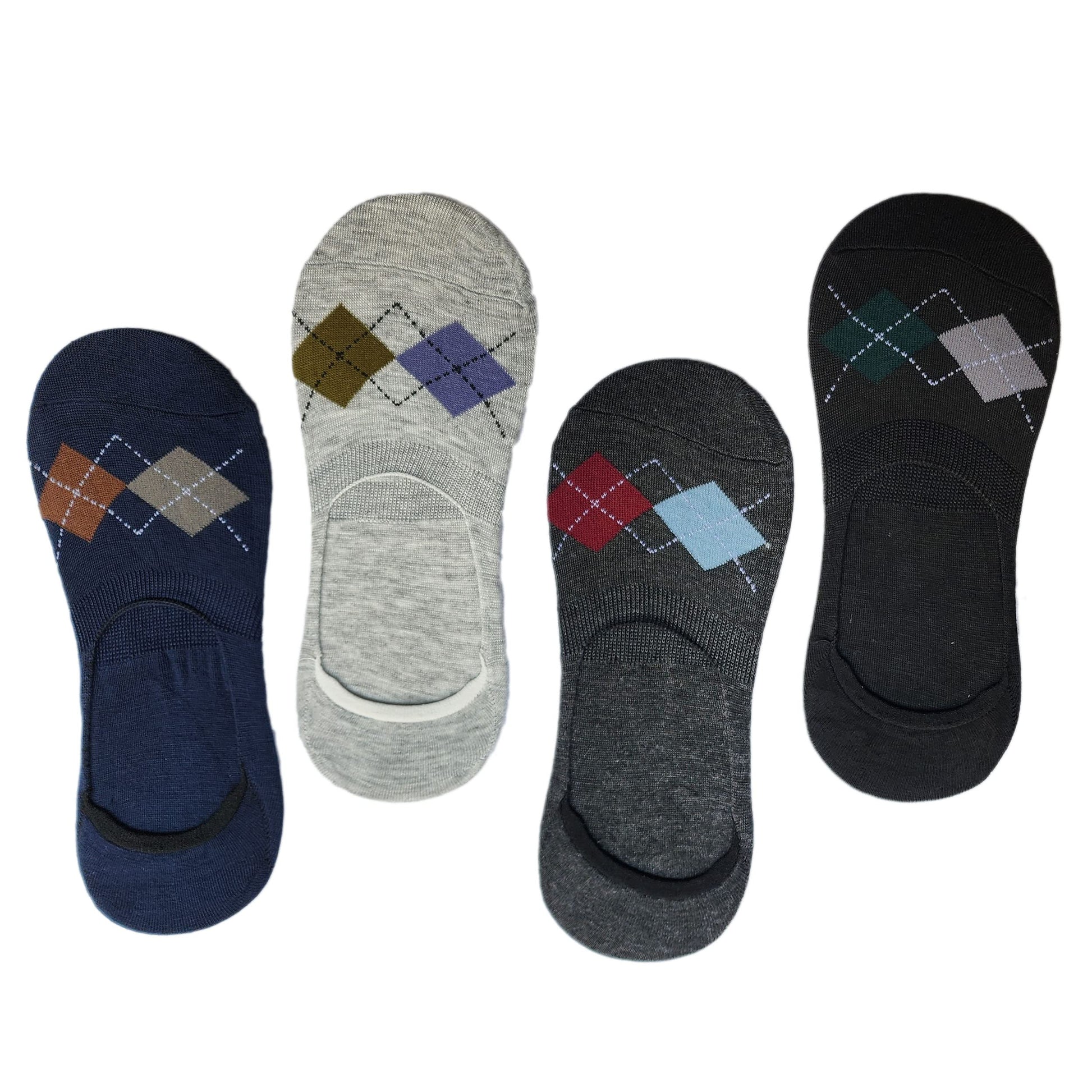 Queery Men Cotton No Show Invisible Loafer Socks Pack Of 4 D7