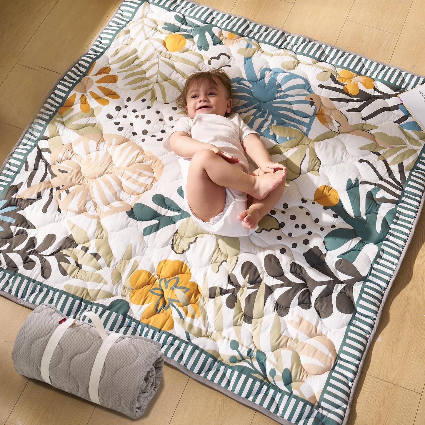 Momcozy Baby Play Mat for Floor, 50x50 Thickened Playpen Mat, Playmate for Baby Tummy Time, Waterproof & Non-Slip, Foldable Outd