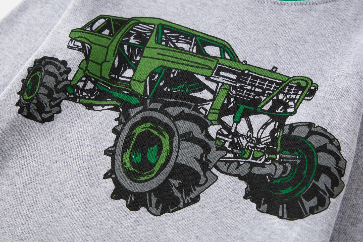 Popshion Toddler Boy Monster Truck Pajamas Long Sleeve Cotton 2 Piece Pjs Christmas Pajama Set Grey Sleepwear Kids Winter Pj 8T