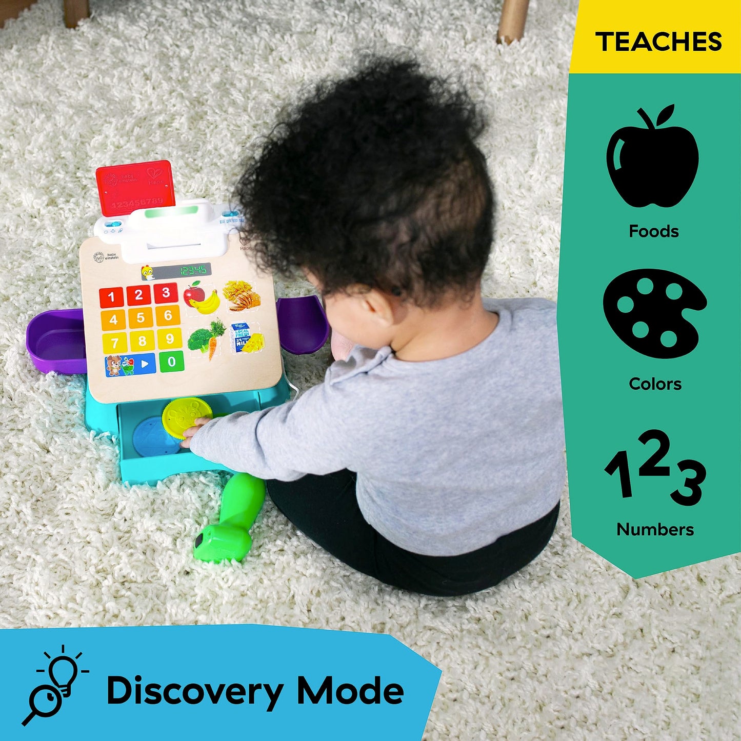 Baby Einstein + Hape Magic Touch Cash Register Pretend to Check Out Toy, with Real Sounds and Music, Ages 9 Months and Up