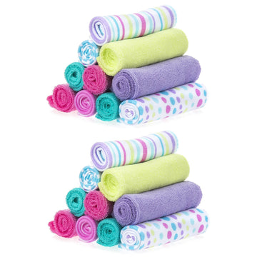 Spasilk Washcloth Wipes Set For Newborn Boys And Girls, Soft Terry Washcloth Set, Pack Of 20, Aqua