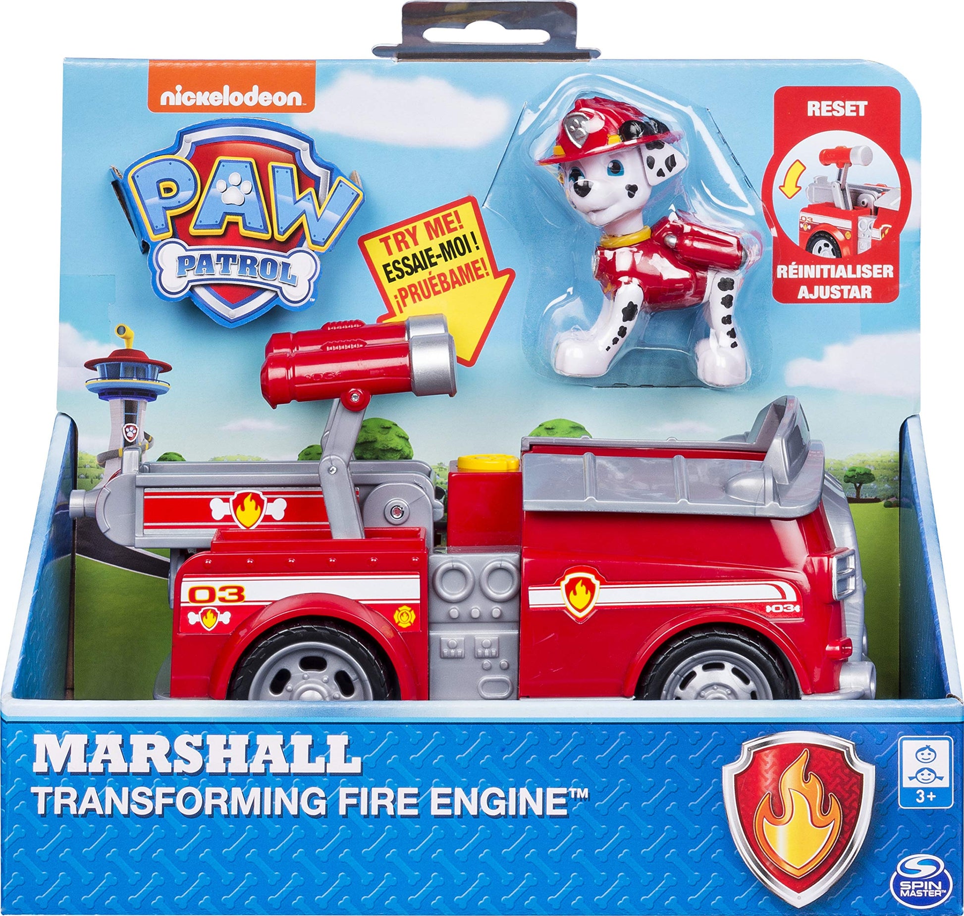 Paw Patrol, Marshalls Transforming Fire Truck with Pop-Out Water Cannons, for Ages 3 & Up