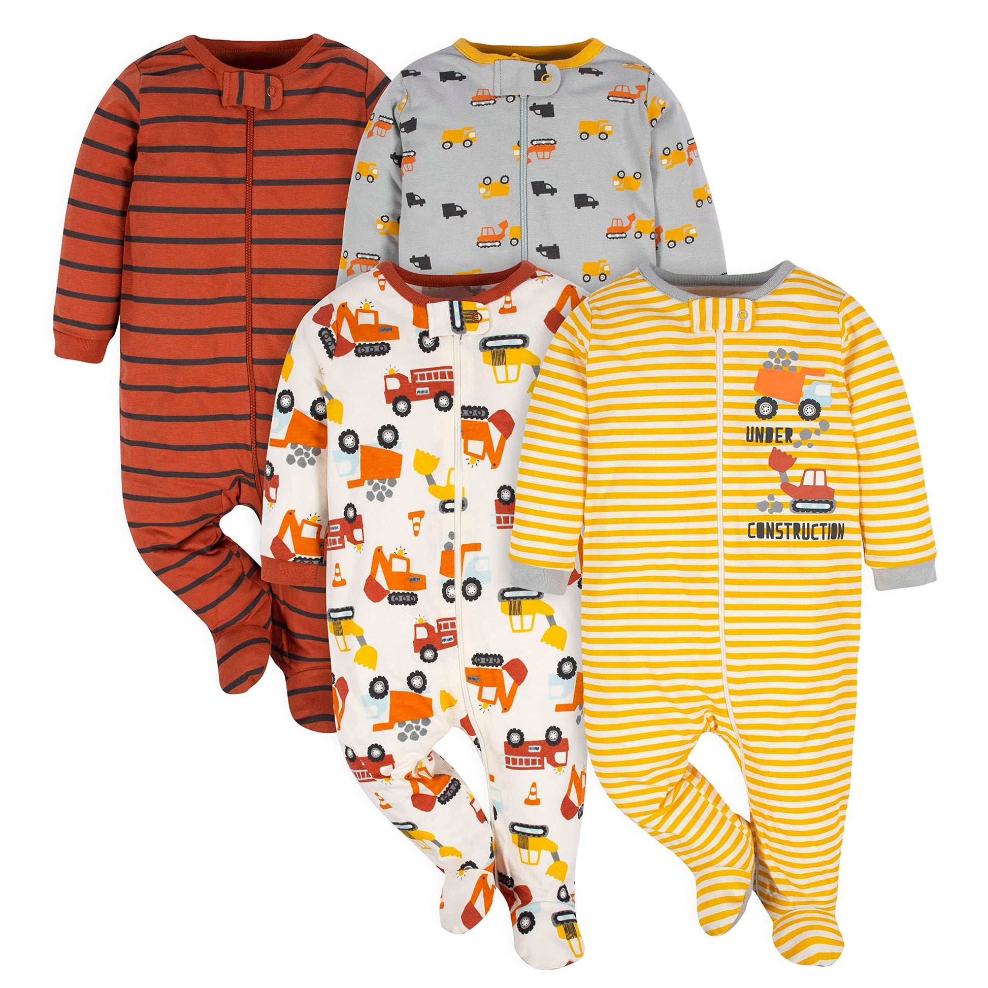 Gerber Baby Boy'S 4 Pack Sleep 'N Play Footie, Transportation Zone, Preemie