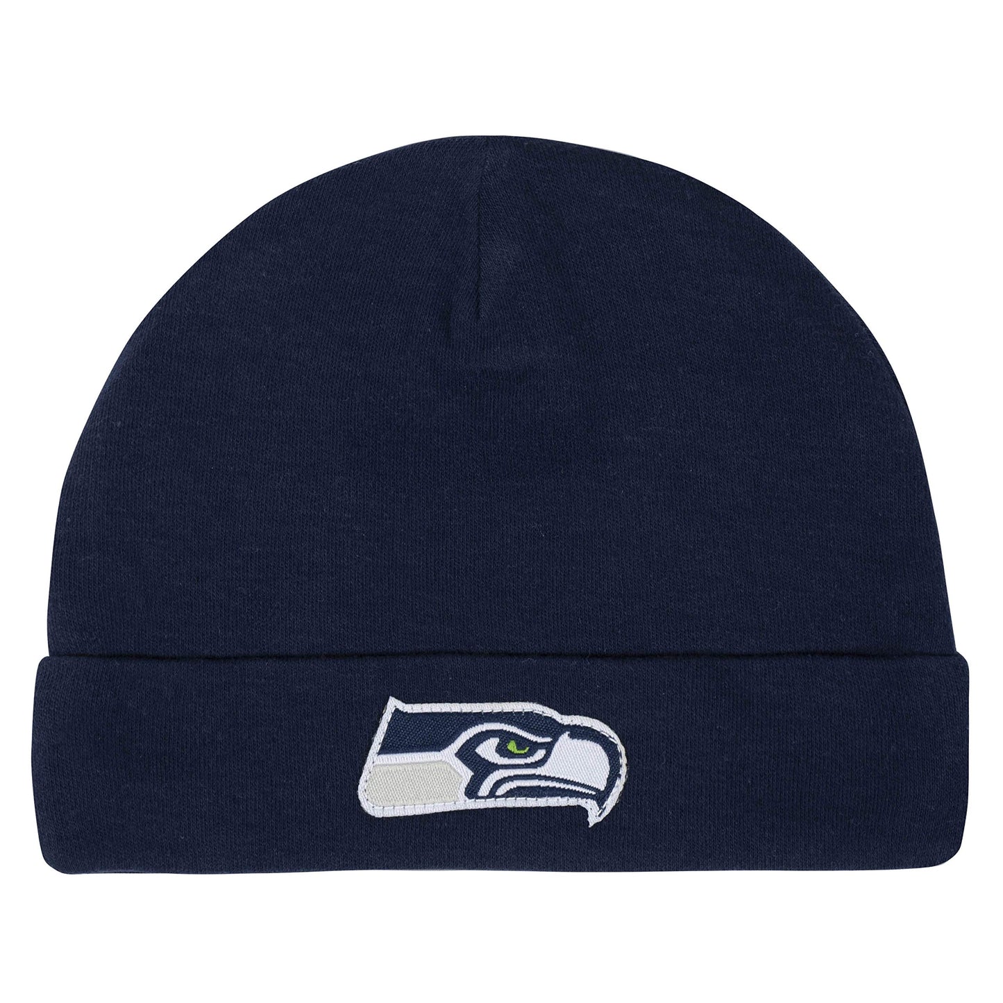 Gerber Nfl Seattle Seahawks 3 Pack Bodysuit Footed Pant And Cap Registry Gift Set, Blue/White Seattle Seahawks, 0-3M