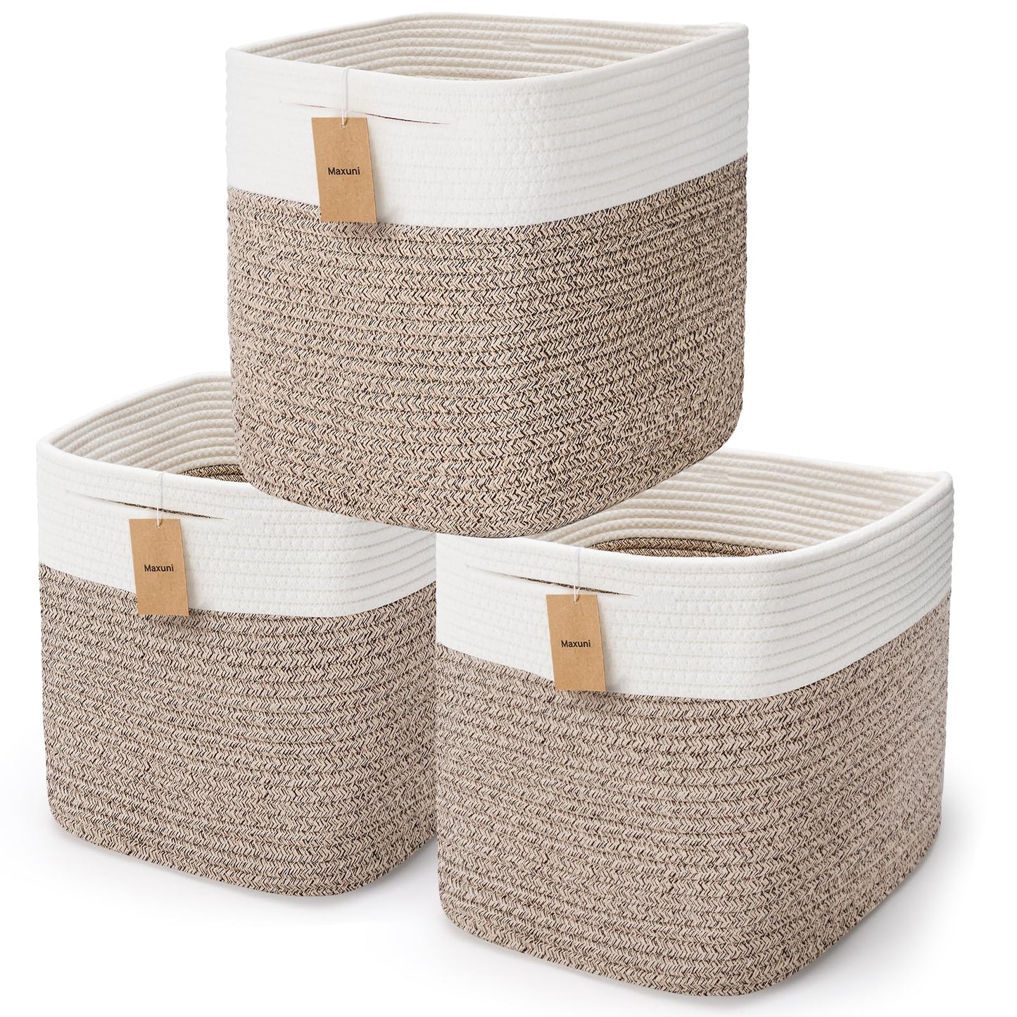 3Pack Cube Storage Bins,Square Storage Baskets for Christmas Decorative,Foldable Trunk organizer for Car,11Inch Durable Cotton R