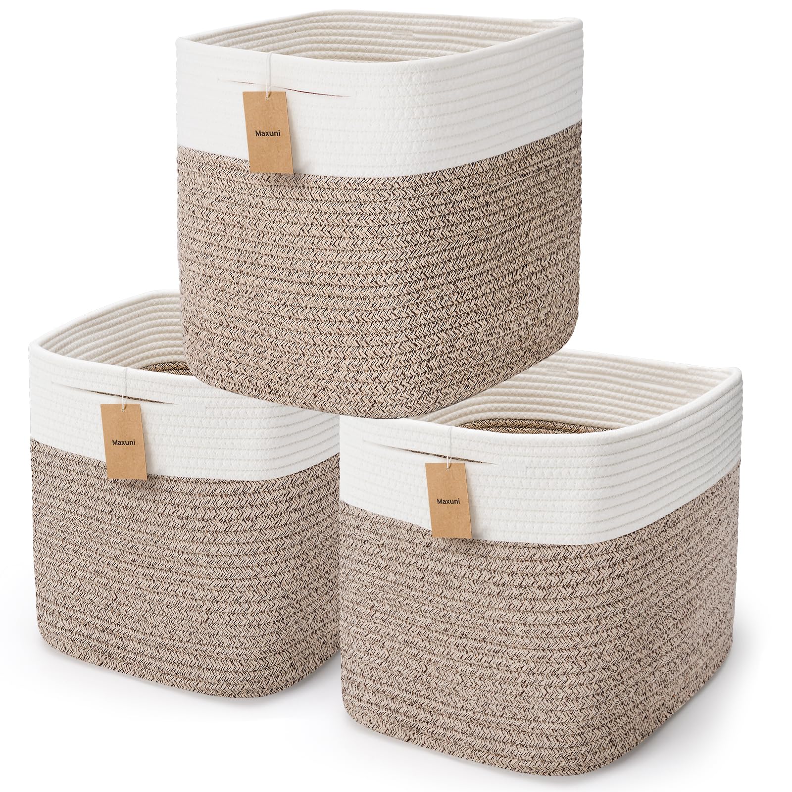 3Pack Cube Storage Bins,Square Storage Baskets for Christmas Decorative,Foldable Trunk organizer for Car,11Inch Durable Cotton R