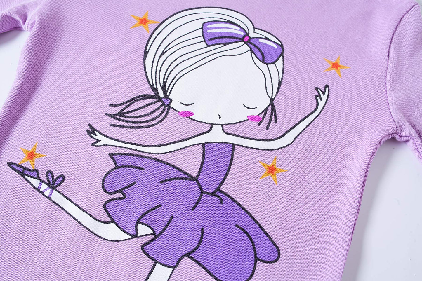 Kikizye Little Girls Long Sleeve Pajama Sets 100% Cotton Dance Pjs Size 7