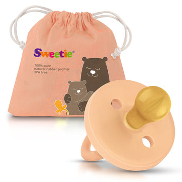 Sweetie Rubber Light Pink Pacifier Natural Rubber Pacifier Rounded (0-6 Month, Light Pink)