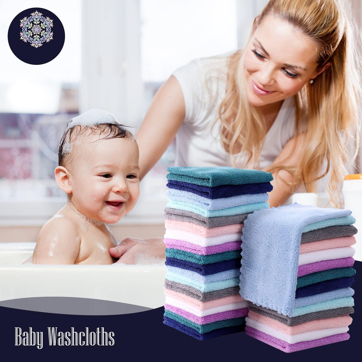 32 Pack Baby Washcloths - 10X10 Inch, Microfiber Baby Towel - Absorbent And Soft Baby Wash Clothes For Newborns, Infants And Tod