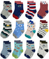 RATIVE Non Skid Anti Slip Cotton Crew Baby Babies Toddler Toddlers Socks for Boy Boys 2T 3T 2T-3T 12-24 12-18 Months With Grip G