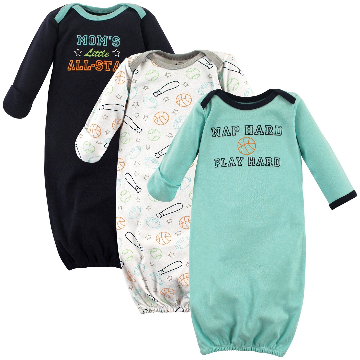 Luvable Friends Unisex Baby Cotton Gowns, Sports, Preemie/Newborn