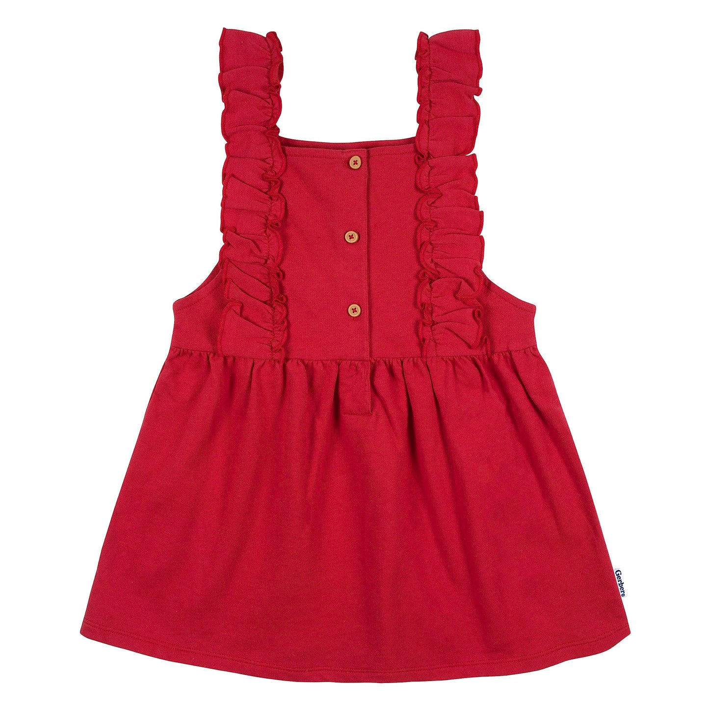 Gerber Baby Girls Toddler 2 Piece Overall Dress Set, Red Holly Berries, 18 Months