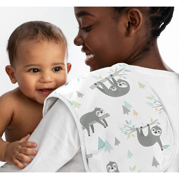 Sweet Jojo Designs Blue Jungle Sloth Baby Boy Girl Absorbent Burp Cloths Infant Newborn Turquoise Grey And Green Tropical Gender