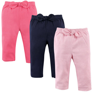 Hudson Baby Unisex Baby Cotton Pants And Leggings Light Pink Stripes, 2 Toddler