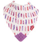 Nuby Reversible 100% Natural Cotton Muslin 3 Piece Teething Bib, Pink, Aqua, Purple, Flower, Butterfly, Stripes, Girl, 3 Count