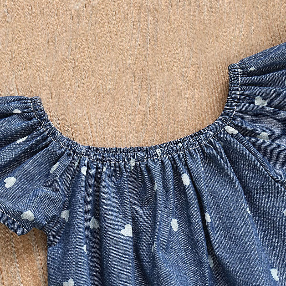 Newborn Baby Girls Romper Jumpsuit Infant Girl Summer Bodysuits Ribbed Short Sleeve One-Piece Headband (Denim, 0-6 Months)