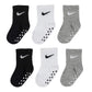 Nike Children'S Apparel Baby Ankle Gripper Socks (3 Pairs), Black/White/Grey, 12/24M