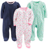 Simple Joys By Carter'S Baby 3-Pack Sleep And Play, Mint Green Floral/Navy Dots/White Flowers, 0-3 Months