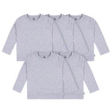 Gerber Baby Toddler 5-Pack Solid Long Sleeve T-Shirts Jersey 160 Gsm, Grey Heather, 5T