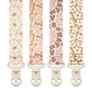 Stadela Baby Pacifier Clip Holder - Girl 4 Pack Gift Set - Boho Modern Pink and Beige Flowers Floral (Nolana)