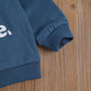 Toddler Boy Girl Valentines Day Outfit Love You More Letter Crewneck Sweatshirt Little Kids Long Sleeve Sweater Tops (Blue, 6-12