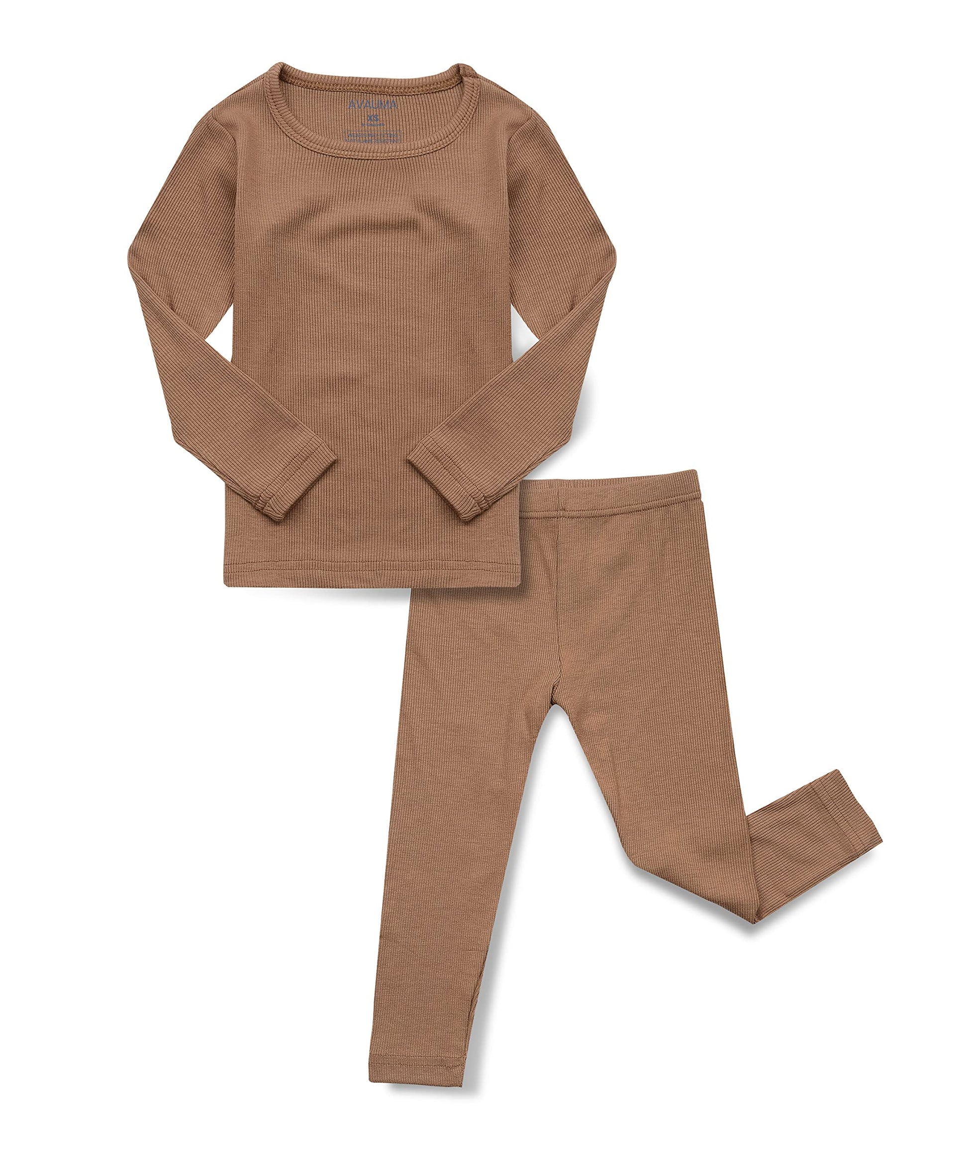 Avauma Baby Boys Girls Pajama Set Kids Toddler Snug Fit Ribbed Sleepwear Pjs For Daily Life Style (Js/Camel(L))