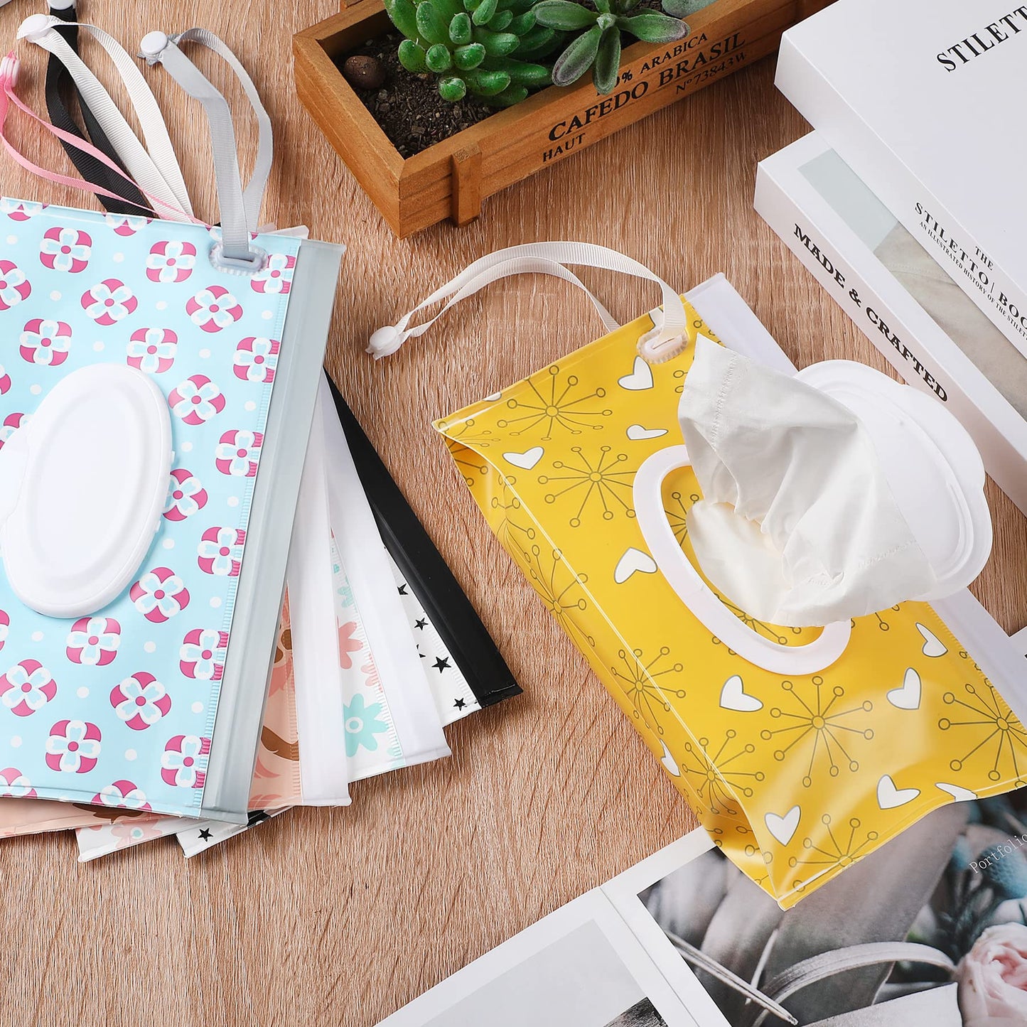 Febsnow 6 Pack Baby Wipes Dispenser, Portable Refillable Wipe Holder, Baby Wipes Container, Reusable Wipes Case, Baby Travel Wet