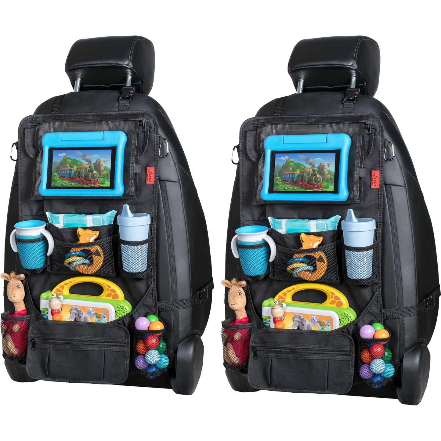 Lusso Gear Heavy Duty Back Seat Car Organizer Extra Large for Protection, Sag Proof & Reinforced Corners, Protects iPad & Backse