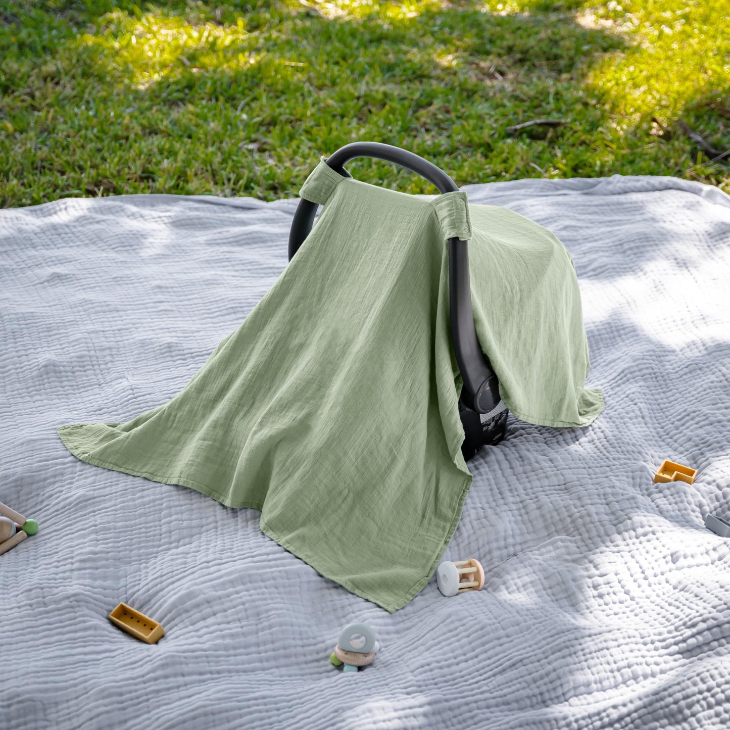 Muslin Cotton Baby Car Seat Cover, Universal Fit Carseat Canopy Covers For Babies, Girls And Boys By Comfy Cubs (Sage)