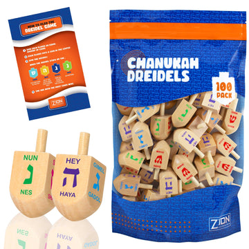 Zion Judaica Bulk Pack Wood Dreidels Medium Bulk-Pack Wooden Hanukkah Dreidles In Ziplock Bag Traditional Chanukah Game Hanukkah