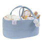 fephas Baby Diaper Caddy Organizer- Misty Blue Rope Nursery Storage Bin- Portable Diaper Storage Basket for Changing Table and C