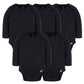 Gerber Unisex Baby Long Sleeve Solid Onesies Multi-Pack Interlock 180 Gsm, Black
