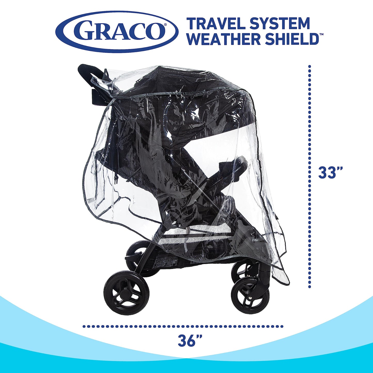 Graco Universal Infant Travel System Rain Cover, Baby Car Seat Stroller Weather Shield, Waterproof Plastic Carseat Canopy, Winte