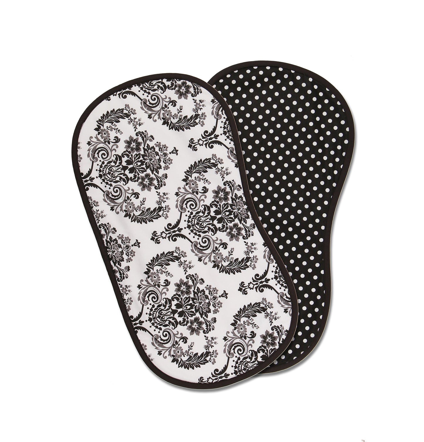 Bacati - Classic Damask White/Black Burpies Set Of 2 Pcs
