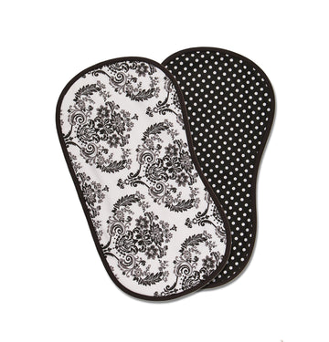 Bacati - Classic Damask White/Black Burpies Set Of 2 Pcs