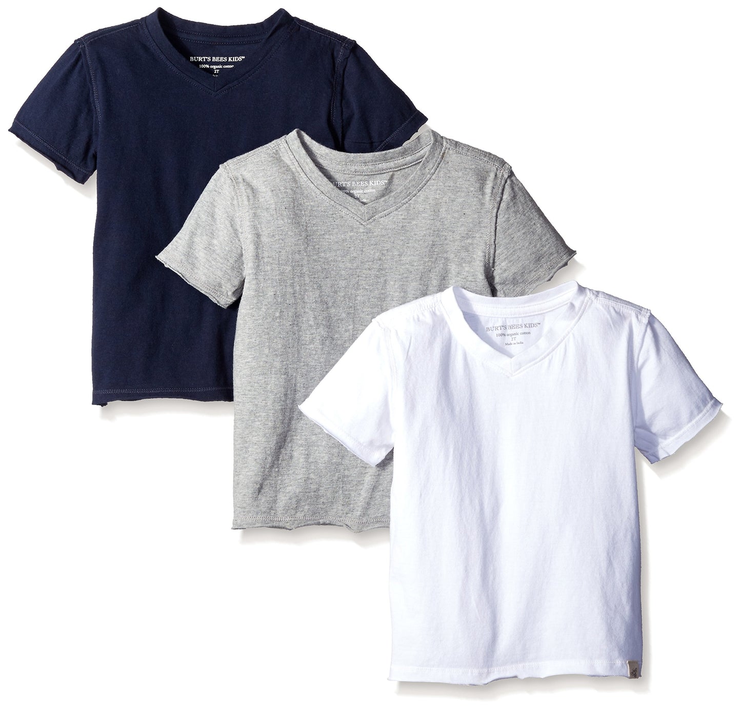 Burts Bees Baby Boys Tees, Short Long Sleeve V-neck Crew Infant Top, 100% Cotton And Toddler T-Shirt Set, Multi 3-pack, 5T US