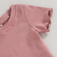 Kupretty 2Pcs Toddlers Baby Girls Summer Clothes Set Ruffle Ribbed Short Sleeves T-Shirt Tops Shorts Comfy Outfits (Pink, 4-5 Ye