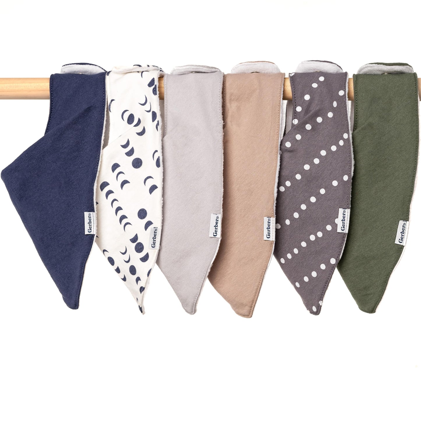 Gerber Baby Unisex Bandana Bibs 10-Pack, Multi Blues, One Size