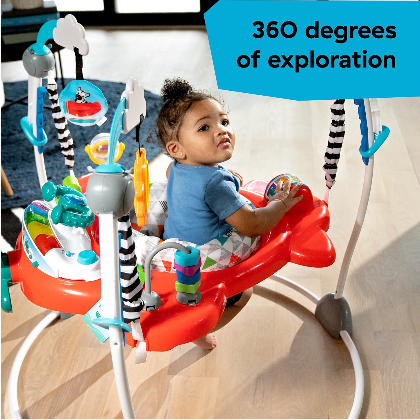 Baby Einstein Ocean Explorers Airplane Adventure 2-in-1 Interactive Activity Jumper with Lights Ages 6 months +, Max weight 25 l