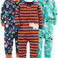 Simple Joys By Carter'S Baby Boys' 3-Pack Snug Fit Footless Cotton Pajamas, Navy Space/Rust Stripe/Turquoise Green Dogs, 18 Mont