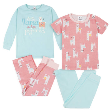 Gerberbaby Girlstoddler Snug Fit 4-Piece Pajama Setlittle Llama Pink2T