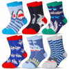 Eocom 6 Pairs Children'S Winter Warm Wool Animal Crew Socks Kids Boys Girls Socks (Shark, 1-3T)