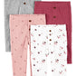Simple Joys By Carter'S Baby Girls' 4-Pack Pant, Grey/Pink/Plum/White Flowers, Preemie