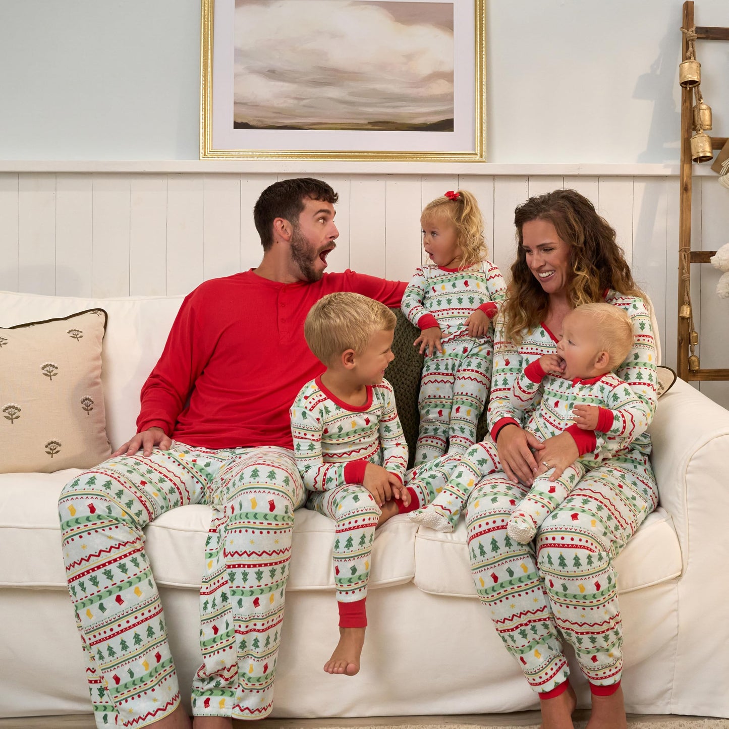 Gerber Unisex Baby Men'S 2-Piece Holiday Family Matching Pajamas, Oh What Fun Fairisle